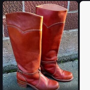 Bort Carleton 70s vintage campus boots leather wood heel womens 7.5